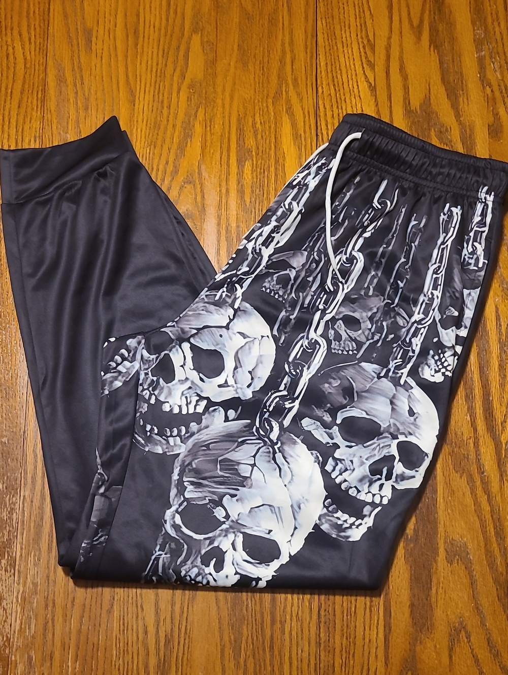 Black Skull Print Men's Athletic Pants - XL